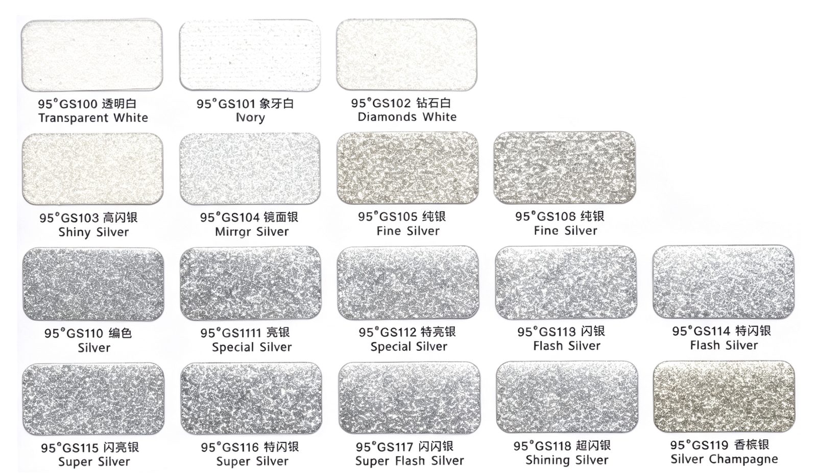 Silver Glitter Series full color chart