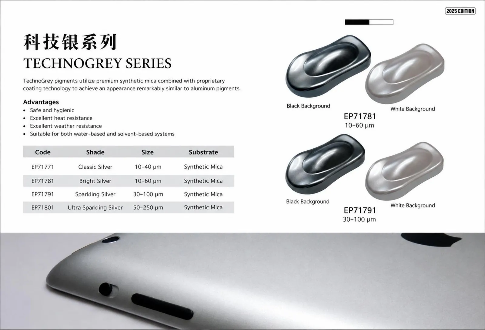 TechnoGrey Series color chart and product datasheet